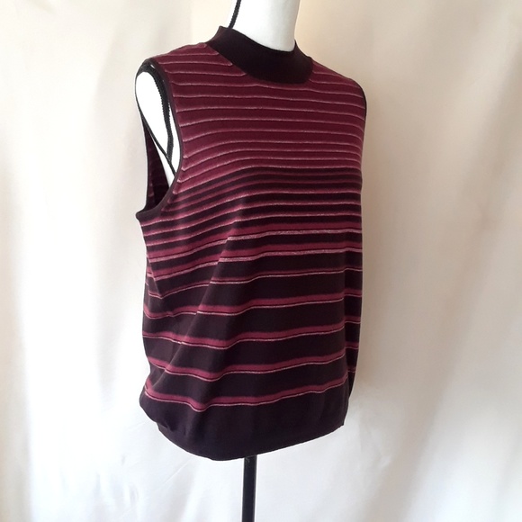 Hillard & Hanson Purple Stripe Sleeveless Acrylic Knit Sweater - Picture 3 of 9